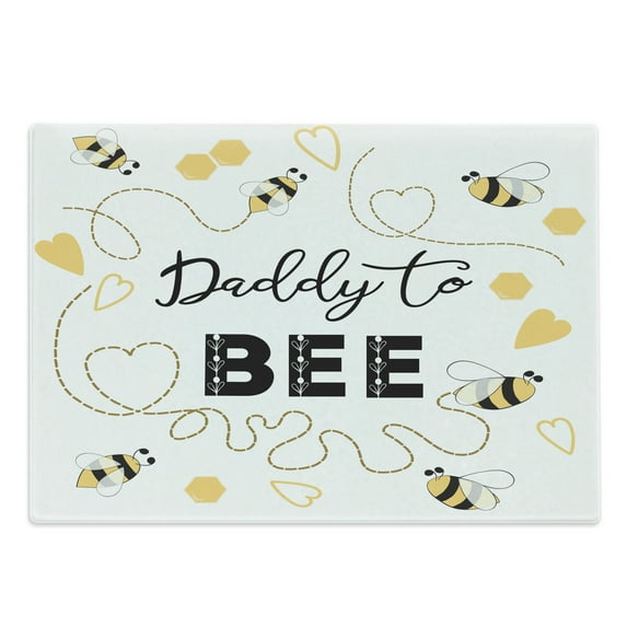 Saying Cutting Board, Funny Daddy to Bee Calligraphic Illustration Fathers Day, Decorative Tempered Glass Cutting and Serving Board, in 3 Sizes, by Ambesonne