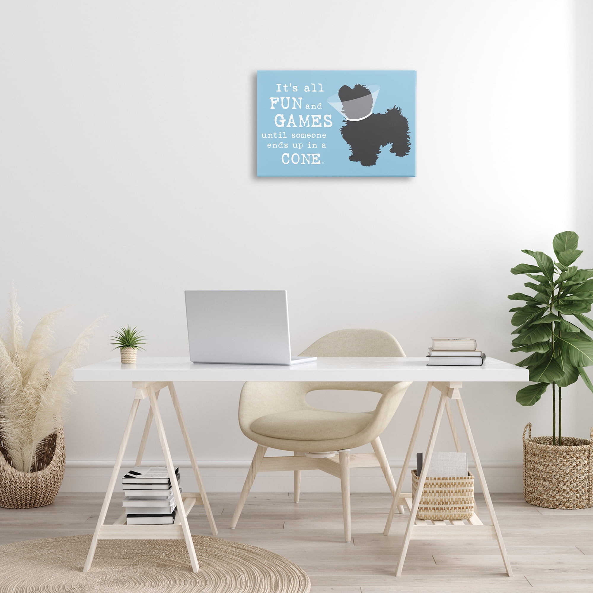 Stupell Industries Funny Fun & Games Dog Animals Painting Wrapped Canvas Art Print Wall Art, 24 x 16