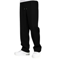 LIIPEE Mens Casual Pants Spring Summer Fashion Solid Color Stretch Elastic Waist Drawstring Wide Leg Pants With Pockets Male Cozy Basketball Golf Gym Pants,Black,M