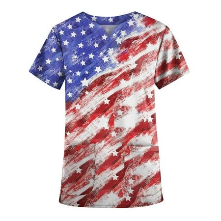 

Fashion Gift! MIARHB Plus Size Cute Printed Scrub Working Uniform Tops for Women V-Neck Short Sleeve Fun T-Shirts Workwear Tee with Pockets dresses for women 2023 Red XXXXXL