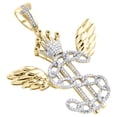 thumbnail image 4 of 10K Yellow Gold Diamond Cuban Link Dollar Sign Flying Wings 1.90" Pendant 1/2 CT, 4 of 6