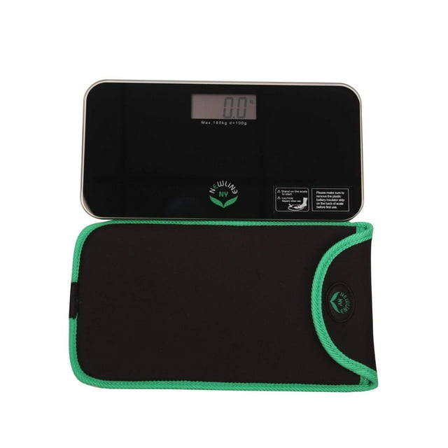 NewlineNY Mini Bathroom Scale, white, black, green, red, Trendy Waves + Travel Slip Case
