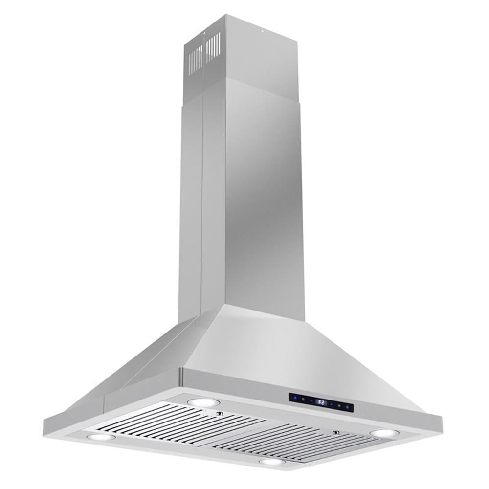Pemberly Row Stainless Steel 30" 380 CFM Ducted Island Range Kitchen Hood