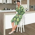 thumbnail image 4 of Dailycode Men Robe Lightweight Soft Bathrobes Kimono Nightgown Cartoon Green Leaves Row, 4 of 6