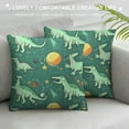 thumbnail image 3 of JEUXUS  Green Cute Dinosaurs Pattern Pillow Covers, Corduroy Pillow Cover Cushion Case for Bed Couch Sofa Farmhouse Decorative, 3 of 5