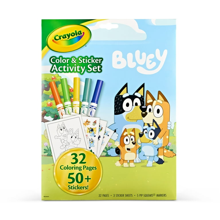 3 pack) Crayola Bluey Color and Sticker Activity Set, 32 Coloring