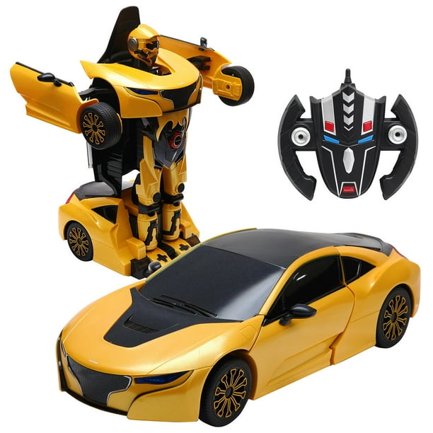 Voiture Robot Transformers pour Enfants Voiture Transformation Robots  TÃ©lÃ©commandÃ© Rechargeable Radio Commande 2 en 1 Jaune 