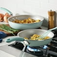 thumbnail image 7 of Rachael Ray Create Delicious Aluminum Nonstick Induction Straining Saucepan, 3 Quart, Teal Shimmer, 7 of 7