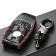 thumbnail image 4 of Vitodeco Genuine Leather Smart Key Fob Case with Leather Key Strap Compatible for Mercedes-Benz A, C, E, S, CLA, CLS, GLA, GLB, GLC, GLE, GLS, G Glass (2017 - 2024) - 4-Button, Black/Red, 4 of 5