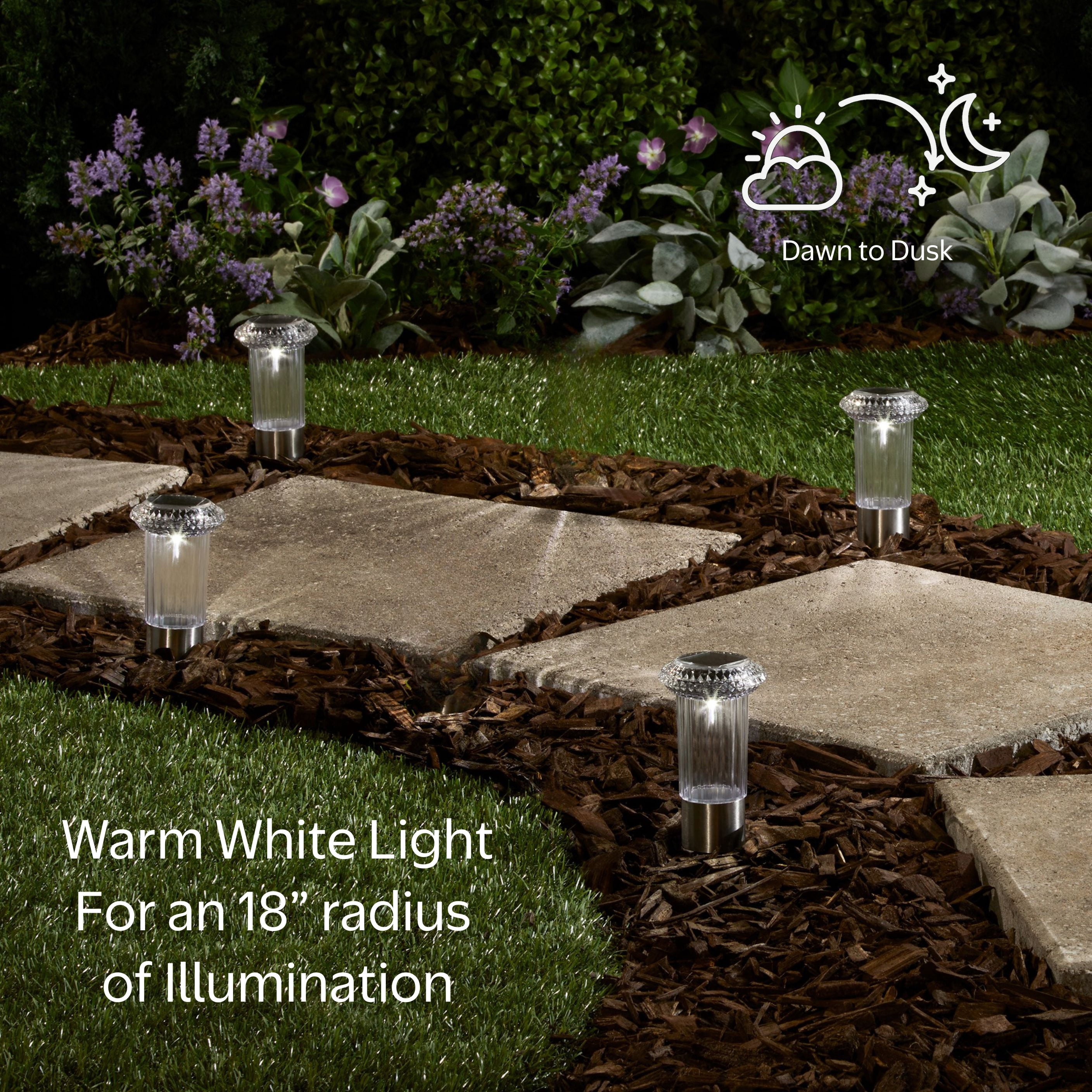 Mainstays Diamond Stainless Steel Solar Powered Mini Bollard Path Light, 6 Pack