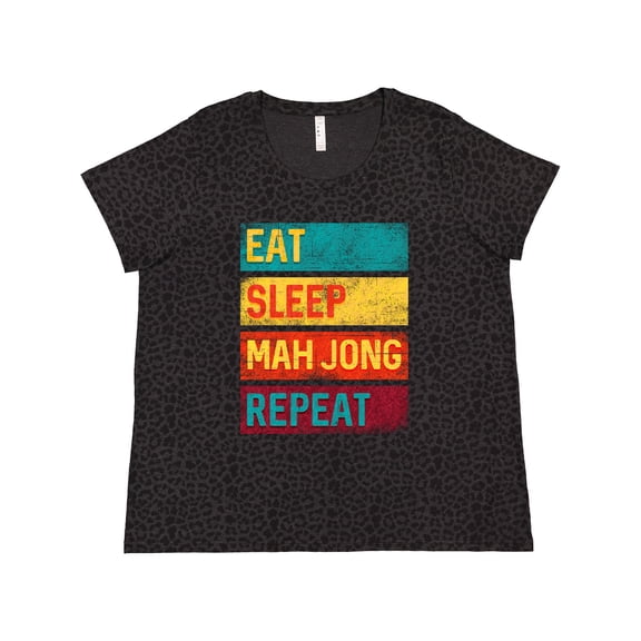Inktastic Eat Sleep Mah Jong Repeat Women's Plus Size T-Shirt