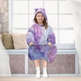 thumbnail image 7 of Wearable Blanket with Sleeves and Pocket Oversized Hooded Sweatshirt 3-14 YR Pink and Blue Marble Texture S, 7 of 7