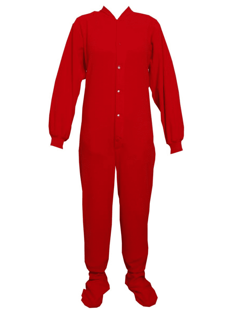 Big Feet Pajama - Red Fleece Adult Footed Pajamas Footie Drop Seat Mens ...