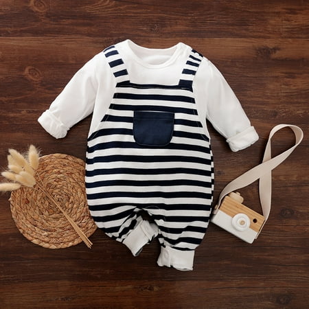 Patpat Baby Boy Stripe Long-sleeve Jumpsuit | Walmart Canada