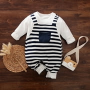 Patpat Baby Boy Stripe Long-sleeve Jumpsuit
