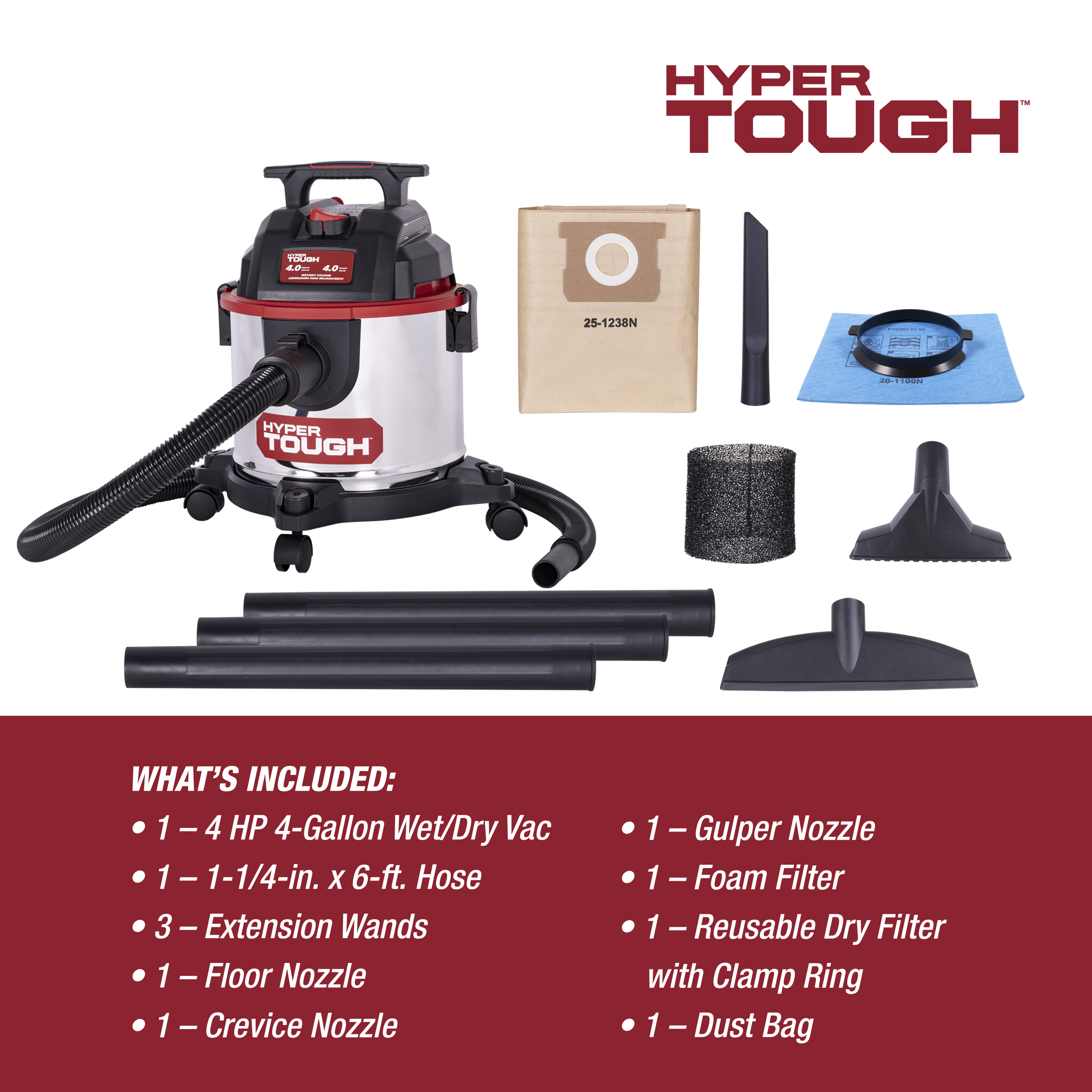 Hyper Tough 4-Gallon 4-HP Wet Dry Vacuum photo 4