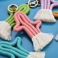 thumbnail image 3 of Keychain Cactus Handmade Portable Bohemian Style Knitted Key Ring Special Ring Tassel Metal Clasp Holder Accessory Keys Wallet Cellphone Brown, 3 of 9