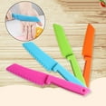 thumbnail image 3 of 5Pcs Kid Kitchen Knife Plastic Fruit Knive Child Safety Knife Colorful Serrated Knife Suitable for Baking Fruit Bread Cake Lettuce Salad (5 Colors), 3 of 5