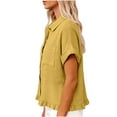 thumbnail image 4 of Posijego Womens Summer Linen Tops Short Sleeve Collared Button down Shirts Business Casual Work Office Blouses, 4 of 9