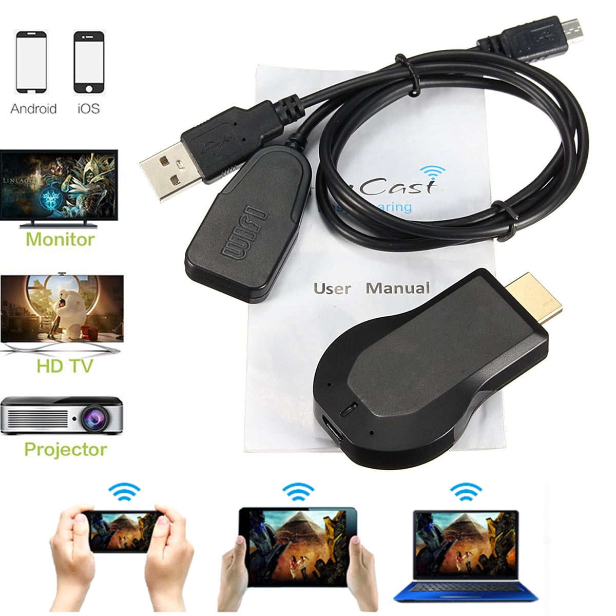 Updated 1080P HD Wireless Wifi Display Dongle Miracast DLNA Receiver TV