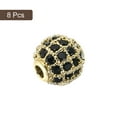 thumbnail image 3 of Charm Rhinestone Beads, 8 Pack 6mm Round Zircon Pave Spacer Beads for Jewelry Making (Black - Gold), 3 of 6