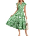 thumbnail image 1 of Vestido de verano GRACE KARIN 2025 Midi Beach Floral Verde para Mujer, 1 of 4