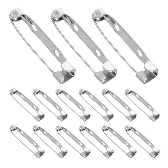 OUNONA 60pcs Flat Back Brooch Pins with Locking Safety Pin Backs, Bar Pin Clasps for Jewelry Making, Crafts, Badge Accessories