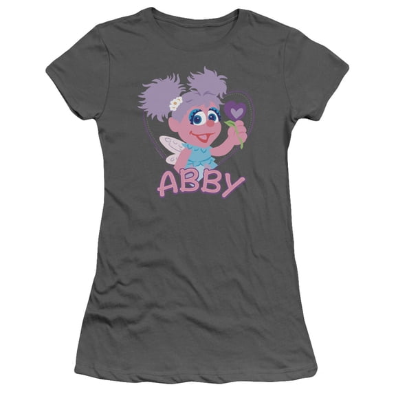 Sesame Street Flat Abby S/S Junior Women's T-Shirt Sheer Charcoal