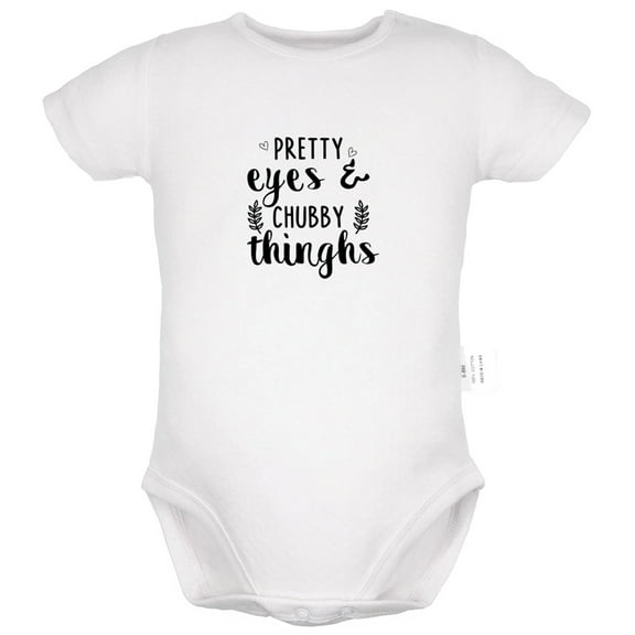 Pretty Eyes Chubby Thinghs Funny Rompers For Babies, Newborn Baby Unisex Bodysuits, Infant Jumpsuits, Toddler 0-24 Months Kids One-Piece Oufits (White, 0-6 Months)