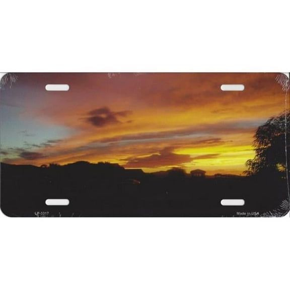 Orange Sunset Metal License Plate