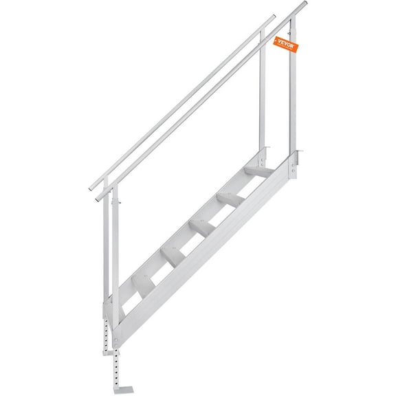 Adjustable Dock Ladder for Boats, 500LB Capacity, Aluminum Alloy Steps with Non-Slip Mat & Dual Handrails, Pontoon/ Marine/ Pool/ Lake Ladder, 18ft Cable