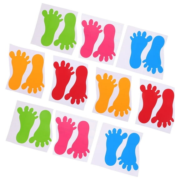 Worgeous 10 Pairs Self-Adhesive Footprint Stickers for Kindergarten Waterproof Floor Decals for Classroom and Playroom Decoration