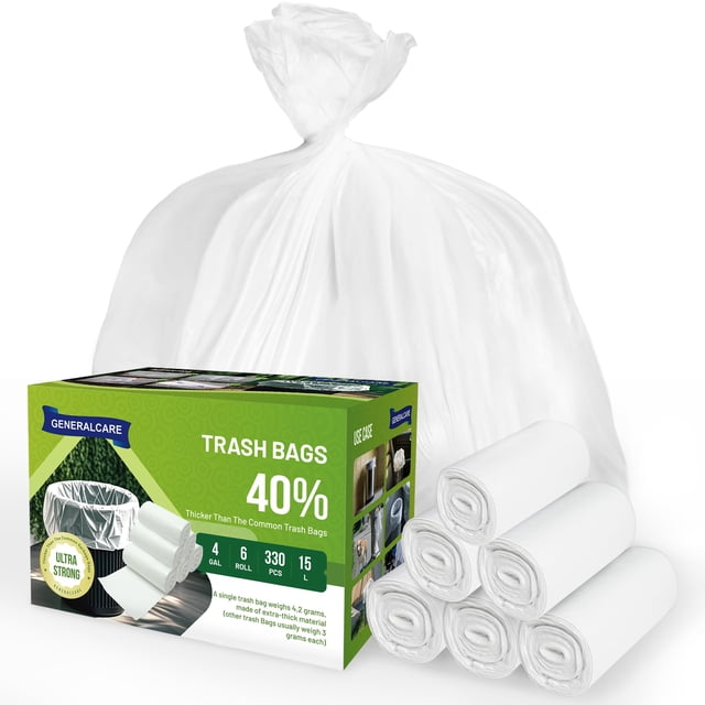 Bolsas de basura GENERALCARE de 4 galones y 330 unidades, resistentes a roturas y fugas