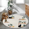 thumbnail image 3 of Small Round Rug 3Ft Washable Non-Slip, Japanese Circle Area Rugs for Living Room Bedroom, Farmhouse Cartoon Cats Green Vegetation Plants Indoor Floor Mats Carpet Runner for Home Decor, 3 of 8