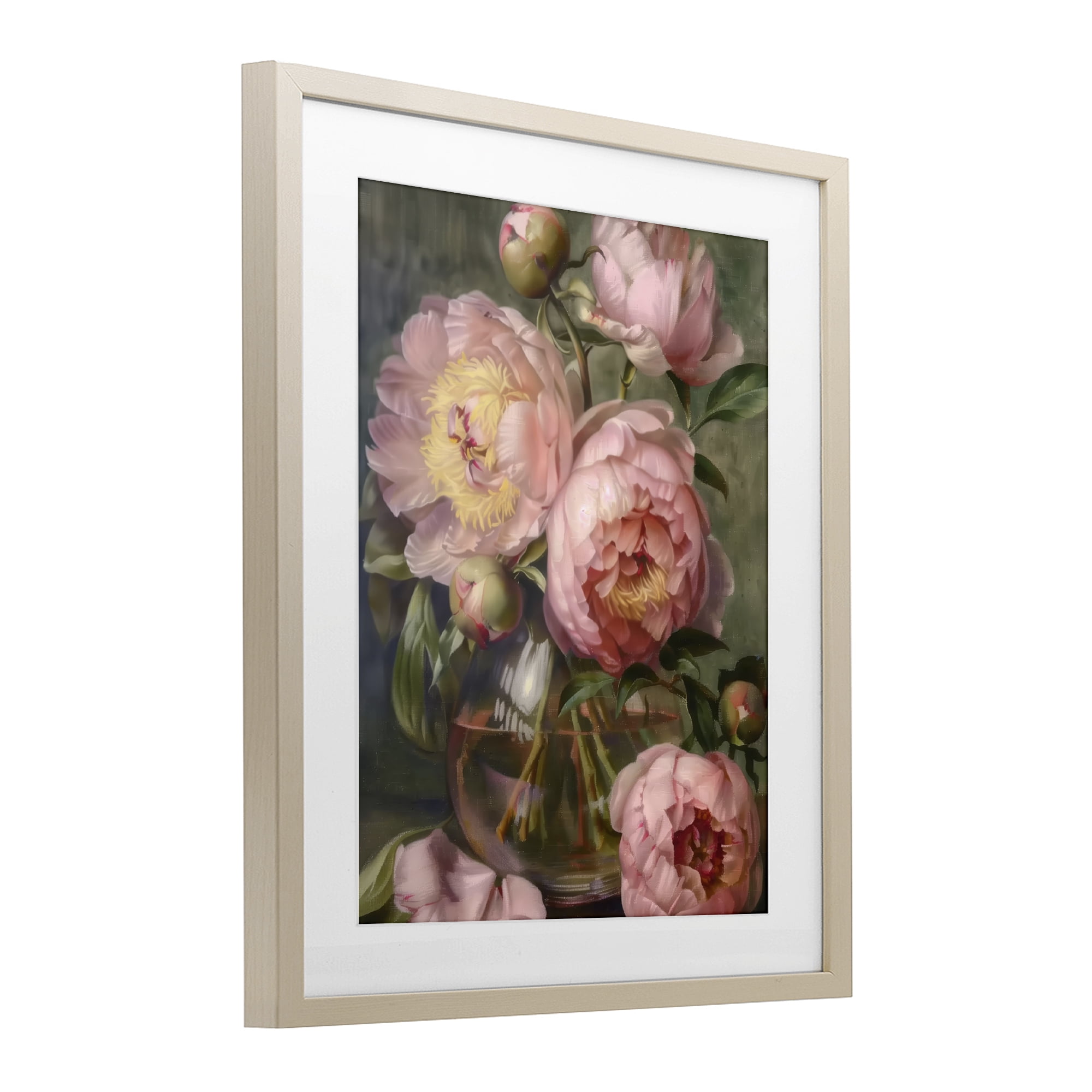 Stupell Industries Pink Peonies in Glass Vase Birch Framed Print Under Glass, design by LSR Design Studio