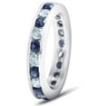 thumbnail image 3 of Pompeii 2ct Blue Sapphire & Diamond Channel Set Eternity Ring 14K White Gold (G/H,I1), 3 of 4