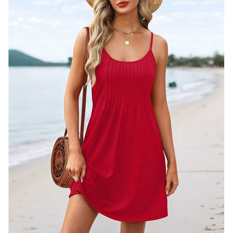 white christmas dresses Sexy Short Red Summer Dress Beach Dress – FancyVestido main image 0