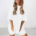 thumbnail image 4 of Moxiu Two Piece Outfits for Women Lounge Set Summer Casual Oversized Tshirts Biker Shorts Matching Airport Travel Loungewear 2025 White,M, 4 of 8