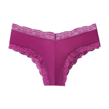 

BIZIZA Women T-Back Thongs Sexy Tanga Hollow Out Lingerie Plus Size Panties Low Rise Purple S