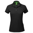 thumbnail image 2 of A2Y Women's Basic Casual Essentials 4-Button Junior-Fit Polyester Polo Shirt Black L, 2 of 6