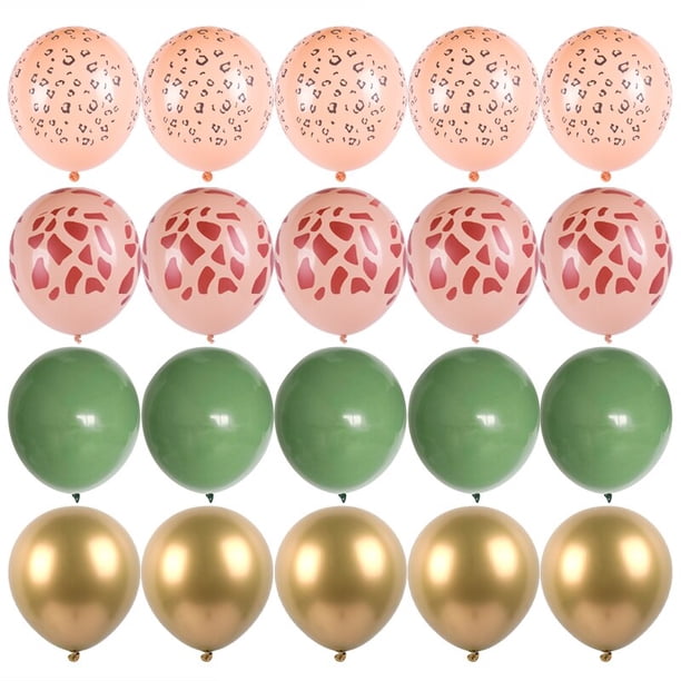 Juego de 40 Uds. De globos verdes, globo de confeti metálico cromado, decoración de fiesta de cumpleaños de animales de Safari en la jungla, guirnalda de globos de boda Tan Jianjun unisex