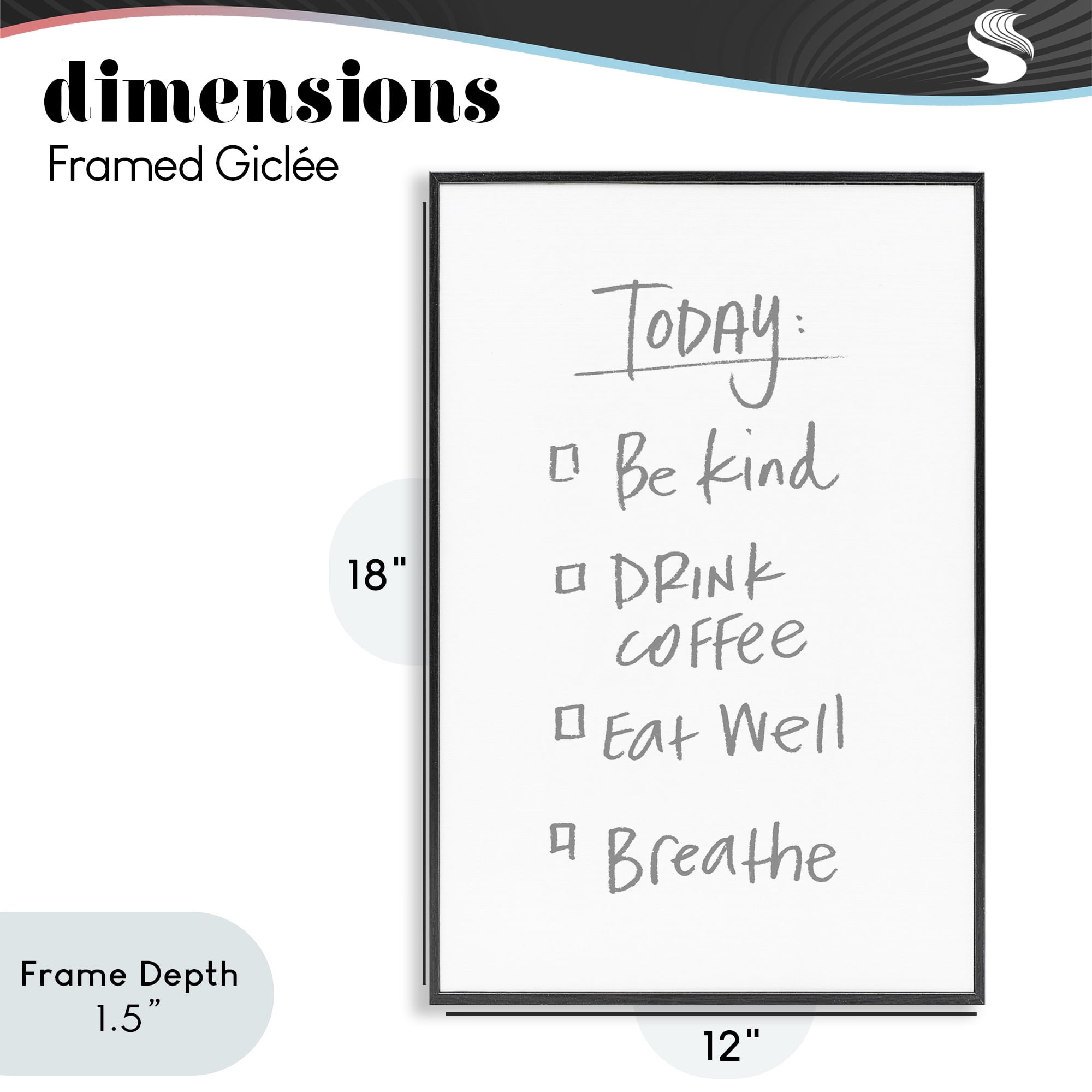 Stupell Industries Simple Today's Checklist Black Framed Giclee Art, design by SD Graphics Studio