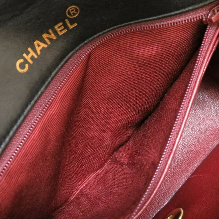 CHANEL Matelasse Diana Lambskin Leather Black Chain Shoulder bag 762