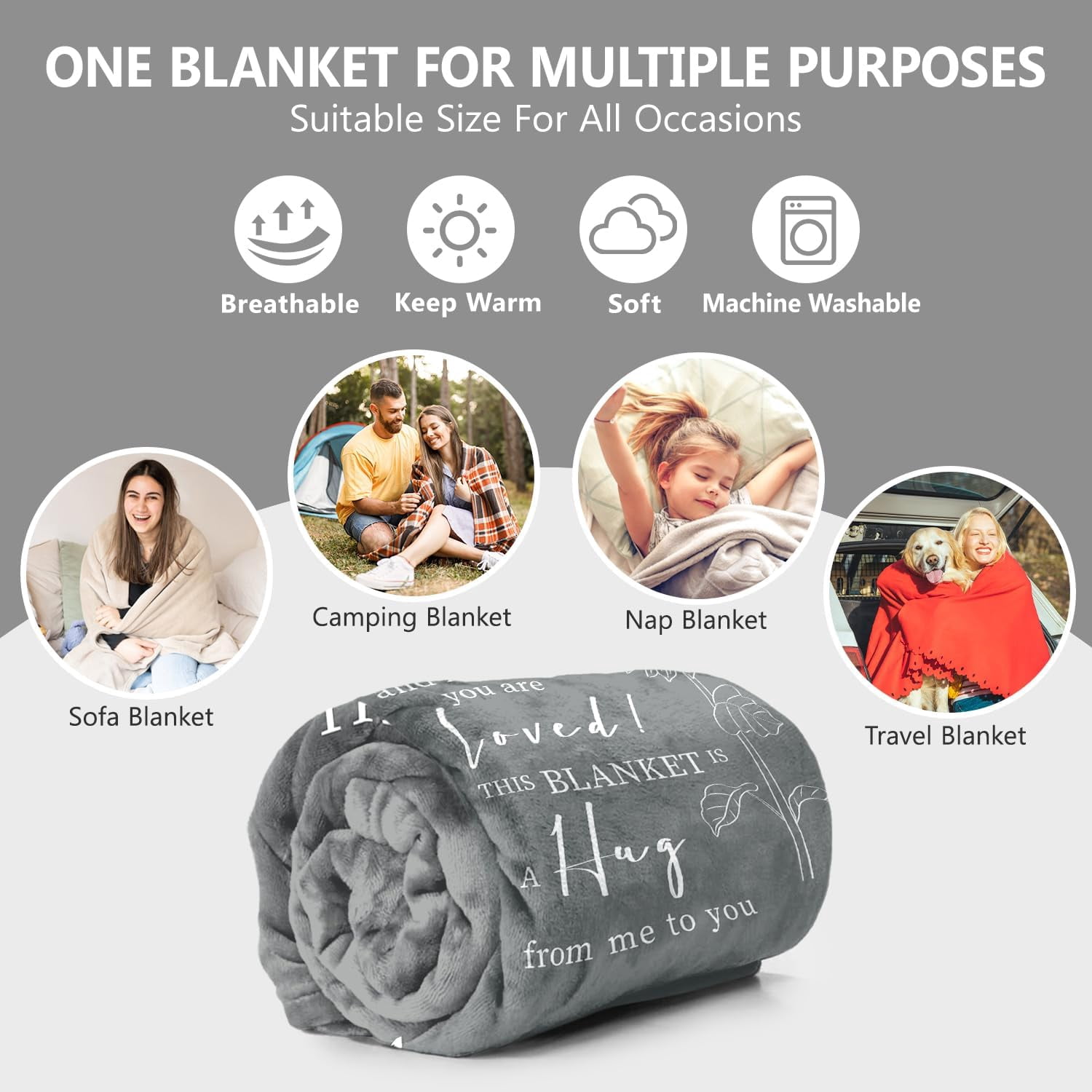 Get Well Gifts for Women After Surgery - Hug Blanket - Thinking of You Gift for Mom Friend Sister - Feel Better Inspirational Gifts for Women - Get Well Soon Gift - Purple Sunflower Blanket