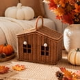 thumbnail image 4 of House Shaped Handwoven Rattan Storage Basket, Portable Organizer with Handle, Rustic Fall Thanksgiving Tabletop Container for Gifts Accessories Entryway & Home Decor, Natural Woven Accent, 4 of 7