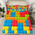thumbnail image 2 of jejeloiu Game Gaming Twin Sheet Sets,3D Building Blocks Twin Fitted Sheet,Cartoon Toy Brick Flat Sheet For Boys Teens,Breathable Home Decor,3 Pieces, 2 of 7