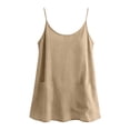 thumbnail image 4 of GEWSEY Womens Camisole Tank Tops Dressy Casual Cotton Linen Gauze Cami Shirts Adjustable Spaghetti Straps Tunic with Pockets (Beige, XXL), 4 of 8