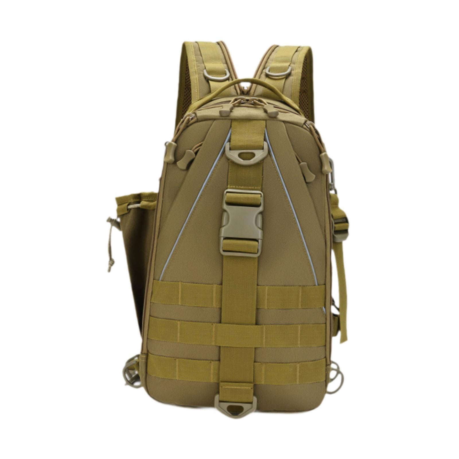 Wswqop Fishing Gear Bag Portable Fly Fishing Backpack Sling Rod Holder Breathable Fanny Green
