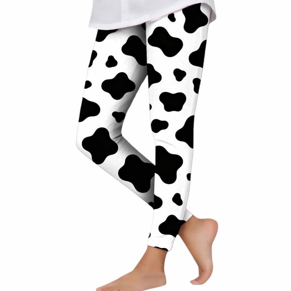 Auroural Toddler Girls Leggings Size 5T Girls Cow Printed Pants High Waist Stretchy Soft Tights 3-8 Years