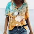 thumbnail image 1 of Fiudx Ofertas Flash Artículos En Oferta Moda Mujer Causal V-Cuello Impresión Blusa Manga Corta Camiseta Verano Tops, 1 of 5